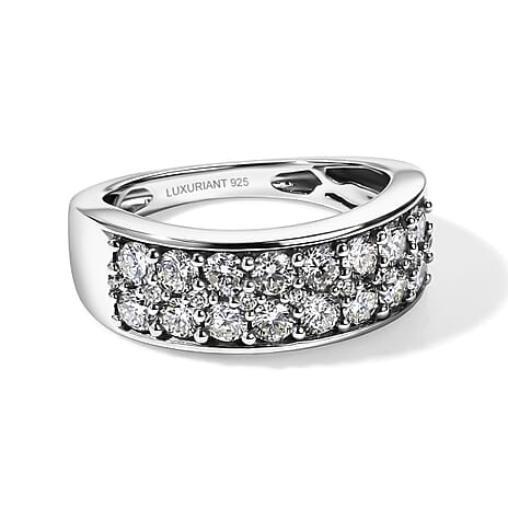 Luxuriant - Lab Grown Diamond (SI-G-H) Cluster Band Ring in Rhodium Overlay Sterling Silver 1.00 Ct.