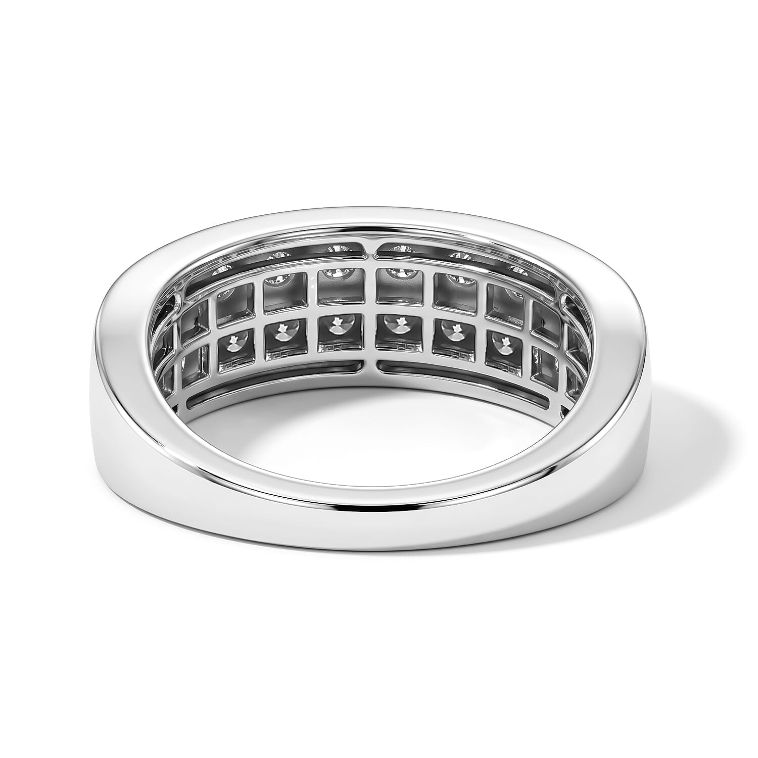 Luxuriant - Lab Grown Diamond (SI-G-H) Cluster Band Ring in Rhodium Overlay Sterling Silver 1.00 Ct.