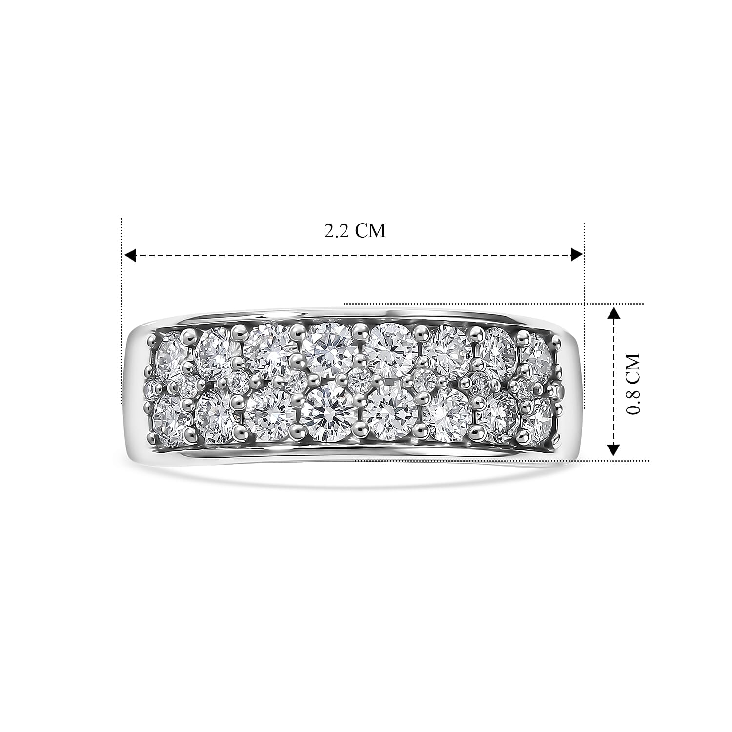 Luxuriant - Lab Grown Diamond (SI-G-H) Cluster Band Ring in Rhodium Overlay Sterling Silver 1.00 Ct.