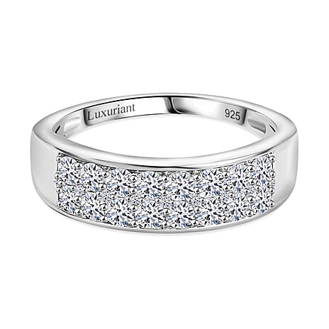 Luxuriant Diamond Lab Grown Diamond Cluster Ring in Rhodium Overlay Sterling Silver