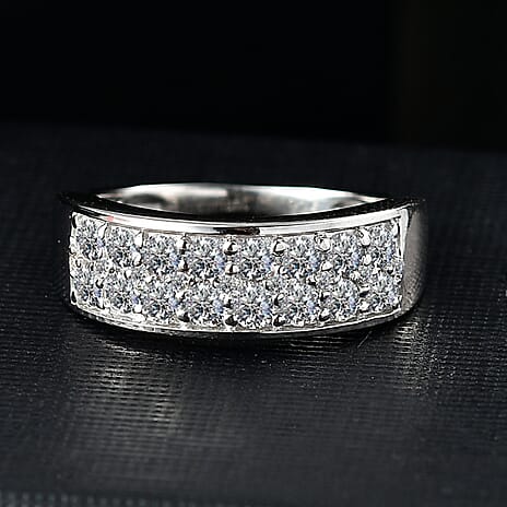 Luxuriant Diamond Lab Grown Diamond Cluster Ring in Rhodium Overlay Sterling Silver