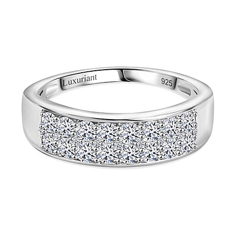 Luxuriant Diamond - Lab Grown Diamond (SI-G-H) Cluster Ring in Rhodium Overlay Sterling Silver 1.00 Ct.