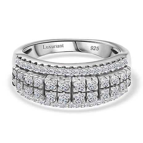 Luxuriant Diamond - Lab Grown Diamond (SI-G-H) Ring in Rhodium Overlay Sterling Silver 1.02 Ct.