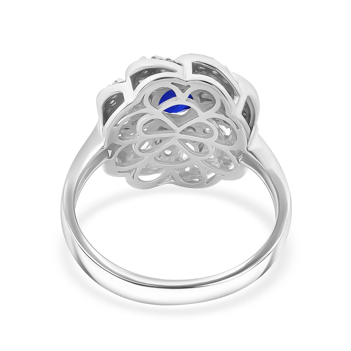 Premium Vietnamese Cobalt Blue Spinel, White Zircon & Ceylon Sapphire Ring in Rhodium Overlay Sterling Silver 1.62 Ct.