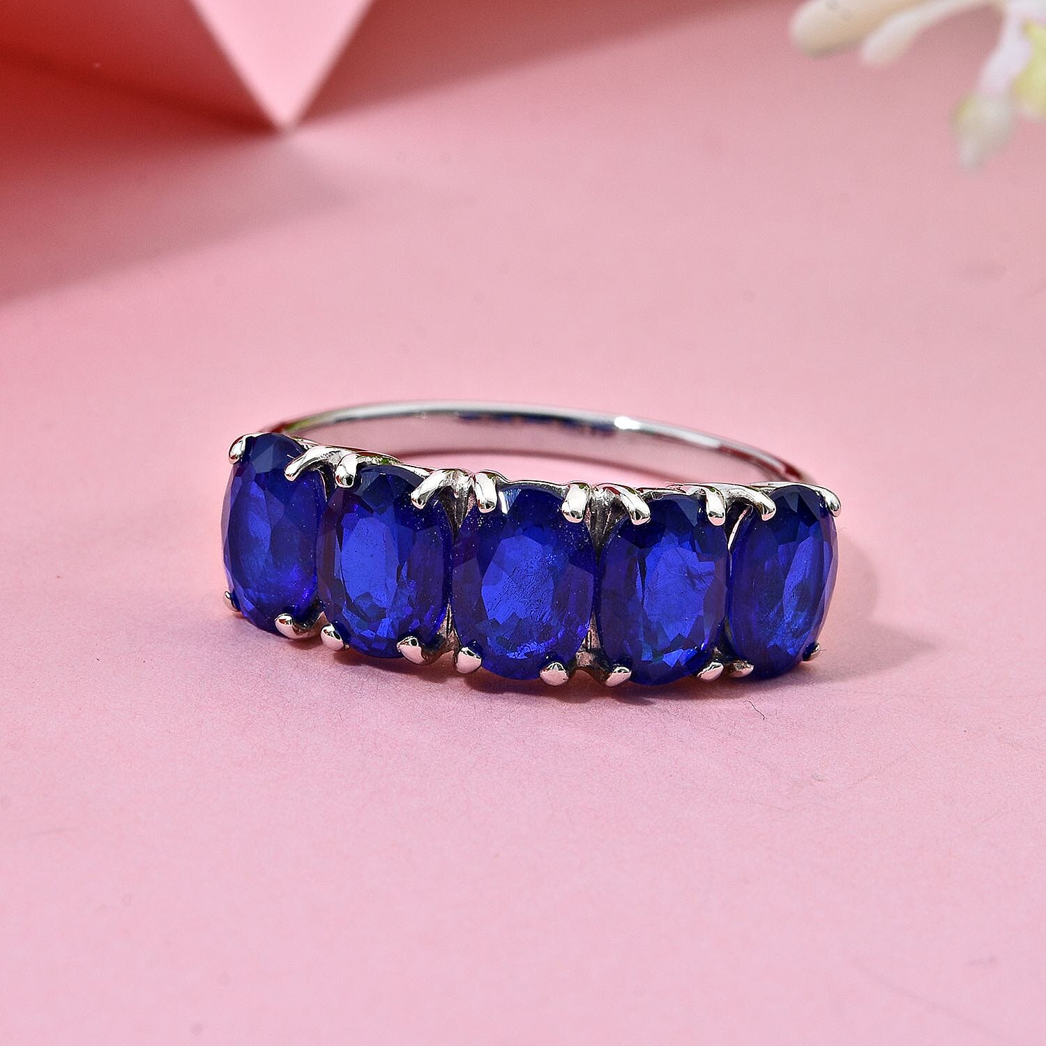 Premium Vietnamese Cobalt Blue Spinel Ring in Rhodium Overlay Sterling Silver 4.50 Ct.