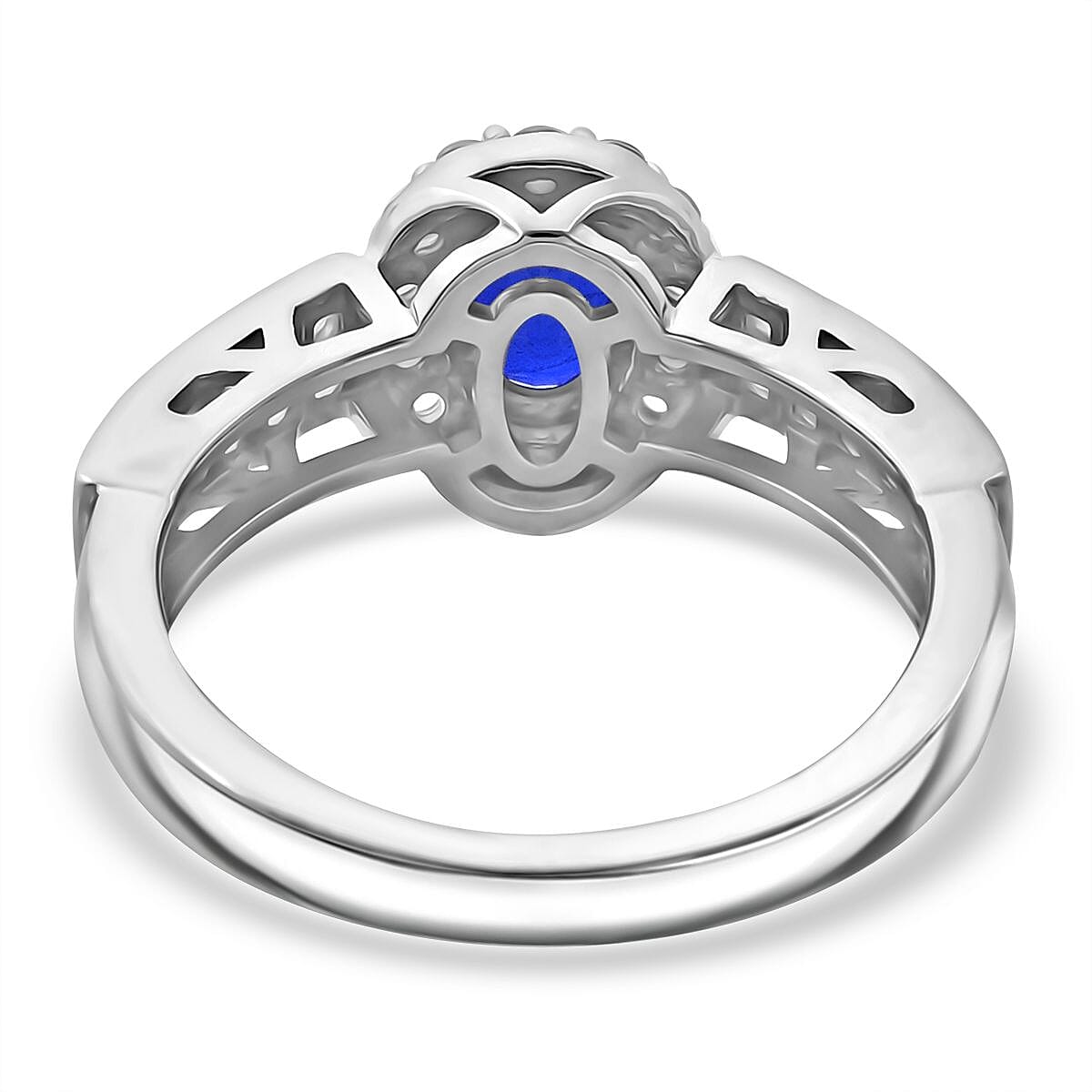 Premium Vietnamese Cobalt Blue Spinel & White Zircon Ring in Rhodium Overlay Sterling Silver 1.30 Ct.