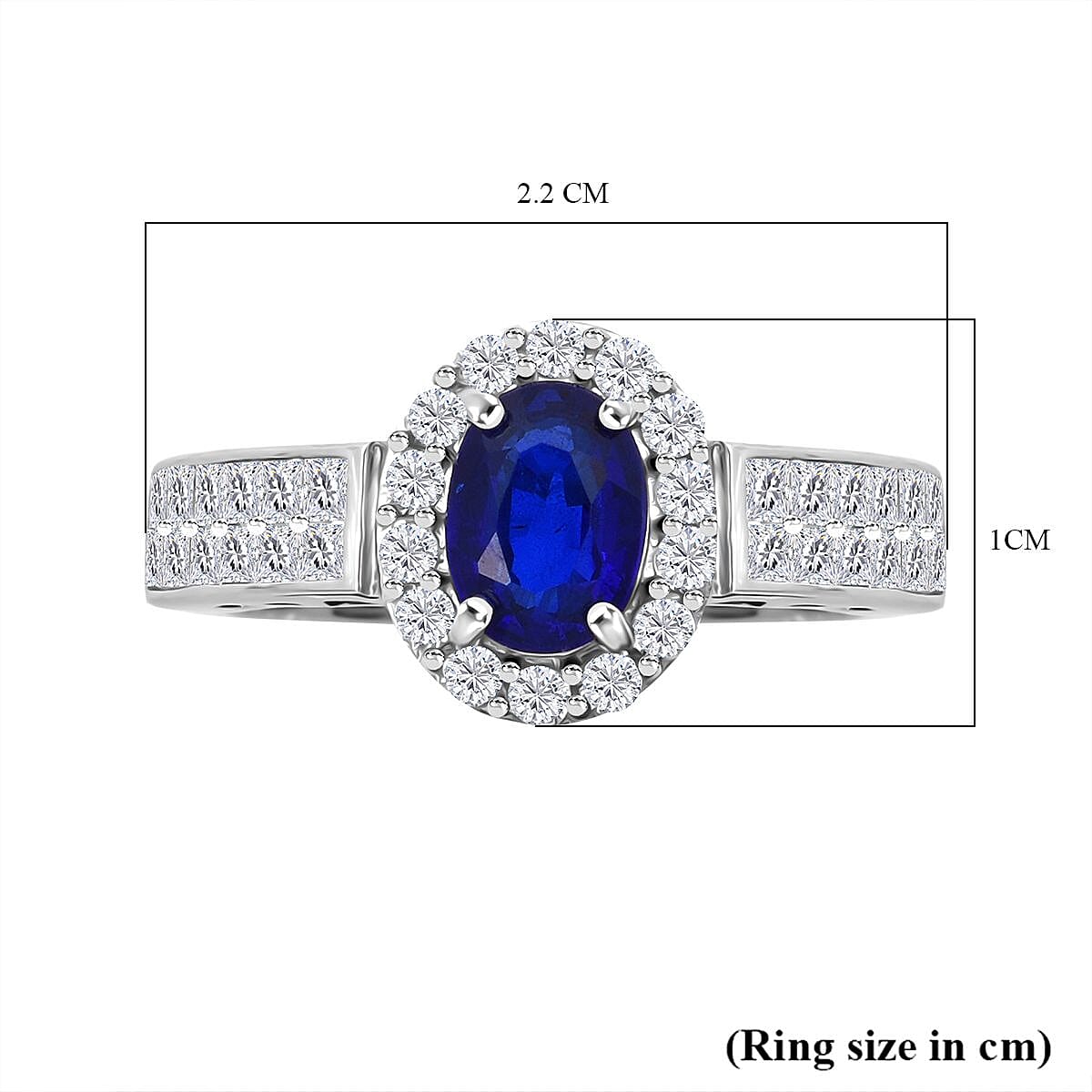Premium Vietnamese Cobalt Blue Spinel & White Zircon Ring in Rhodium Overlay Sterling Silver 1.30 Ct.