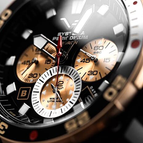 VOSTOK EUROPE Systema Periodicum Boron 20ATM WR Black Dial Mens Watch with Brown Leather Strap