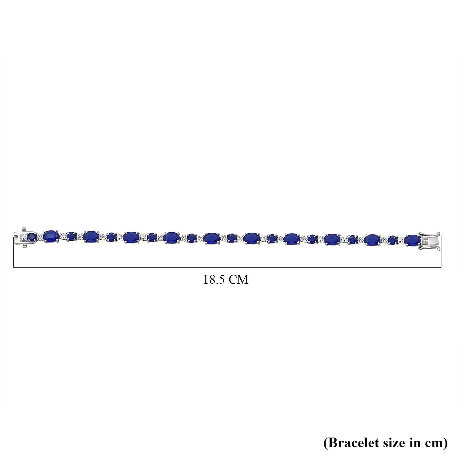 Premium Vietnamese Cobalt Blue Spinel & White Zircon Bracelet (Size - 7) with GB Lock Box in Rhodium Overlay Sterling Silver 14.80 Ct, Silver Wt. 8.84 Gms.