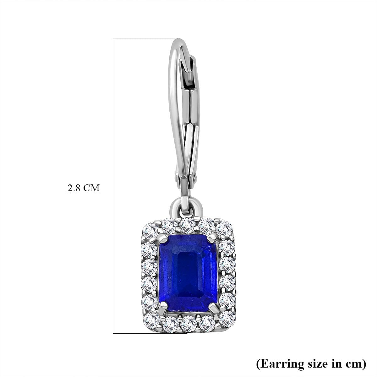 Premium Vietnamese Cobalt Blue Spinel & White Zircon Earring With Lever Back in Rhodium Overlay Sterling Silver 2.86 Ct.