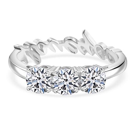 GP Amore Collection - Lab Grown Diamond (SI-GH) Trilogy Ring in Rhodium Overlay Sterling Silver 1.02 Ct.