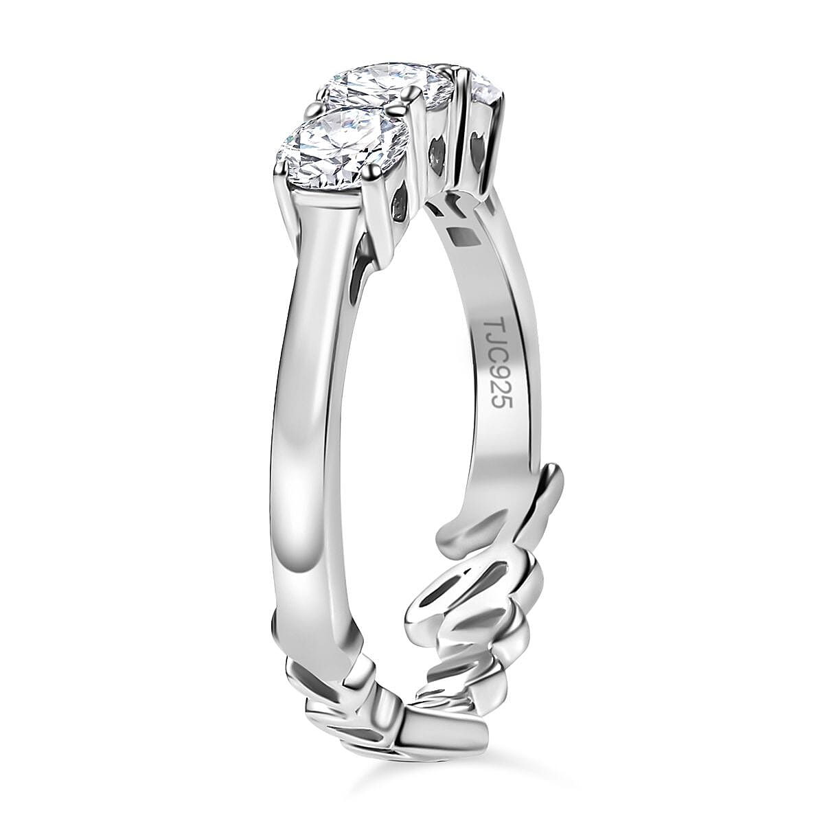GP Amore Collection - Lab Grown Diamond (SI-G-H) Trilogy Ring in Rhodium Overlay Sterling Silver 1.01 Ct. GP Amore Collection - Lab Grown Diamond (SI-G-H) Trilogy Ring in Rhodium Overlay Sterling Silver 1.01 Ct.
