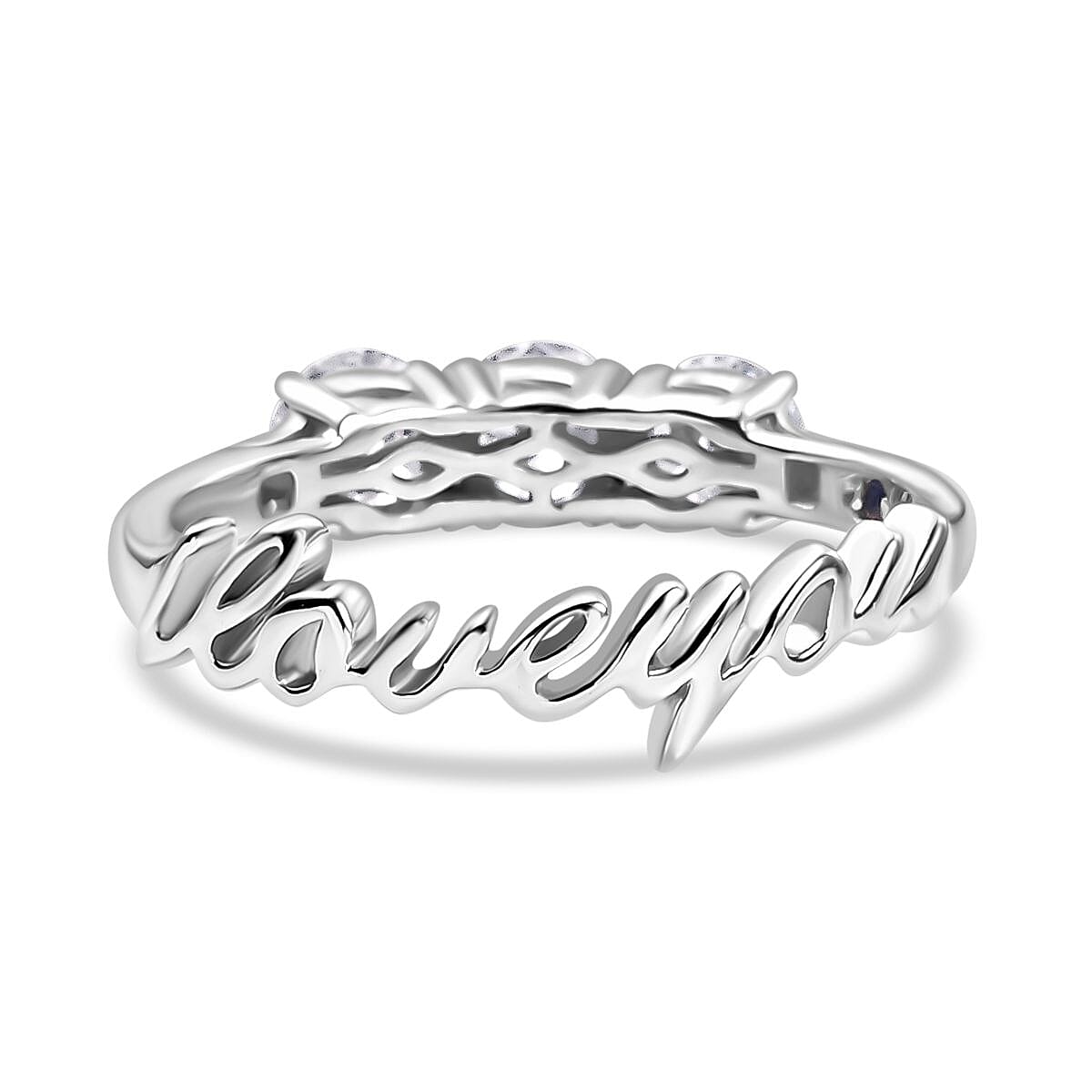 GP Amore Collection - Lab Grown Diamond (SI-G-H) Trilogy Ring in Rhodium Overlay Sterling Silver 1.01 Ct. GP Amore Collection - Lab Grown Diamond (SI-G-H) Trilogy Ring in Rhodium Overlay Sterling Silver 1.01 Ct.