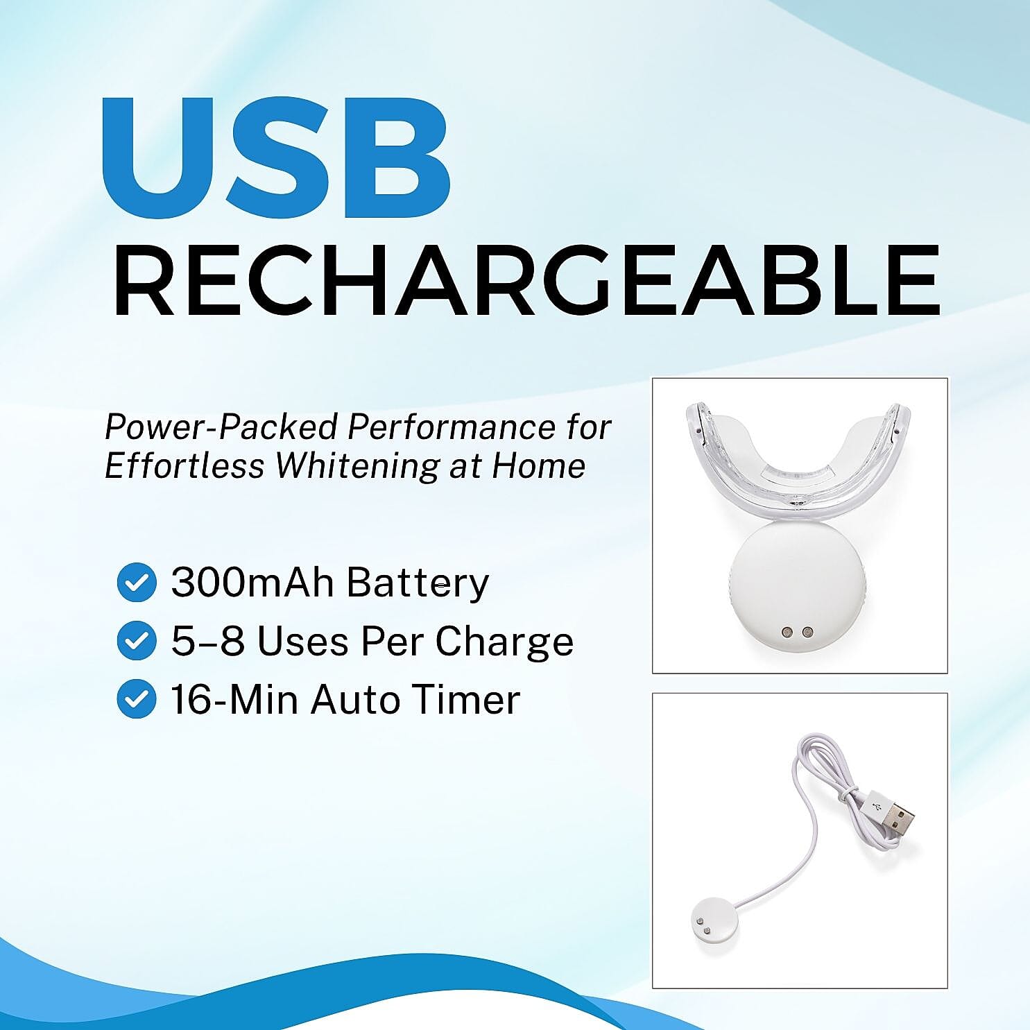 Beautech Professional LED Teeth Whitening Kit - 32 LEDs, 3 Light Modes, 10 Gel Syringes, USB Charging, 16-Min Timer