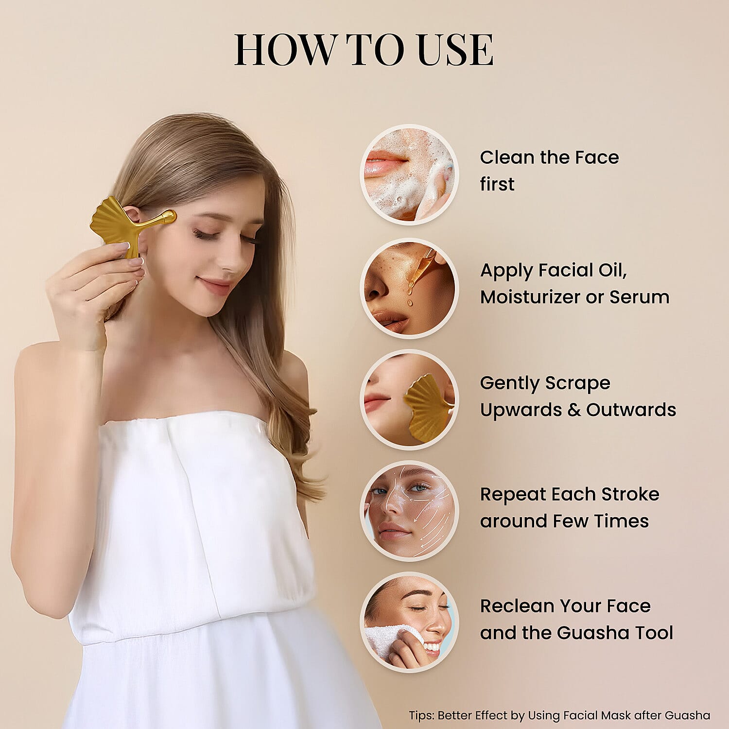 Ginkgo Leaf Guasha - Premium Gold Alloy with White Ceramic Holder