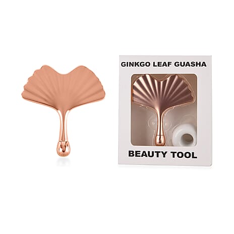 Ginkgo Leaf Guasha - Premium Rose Gold Alloy with White Ceramic Holder