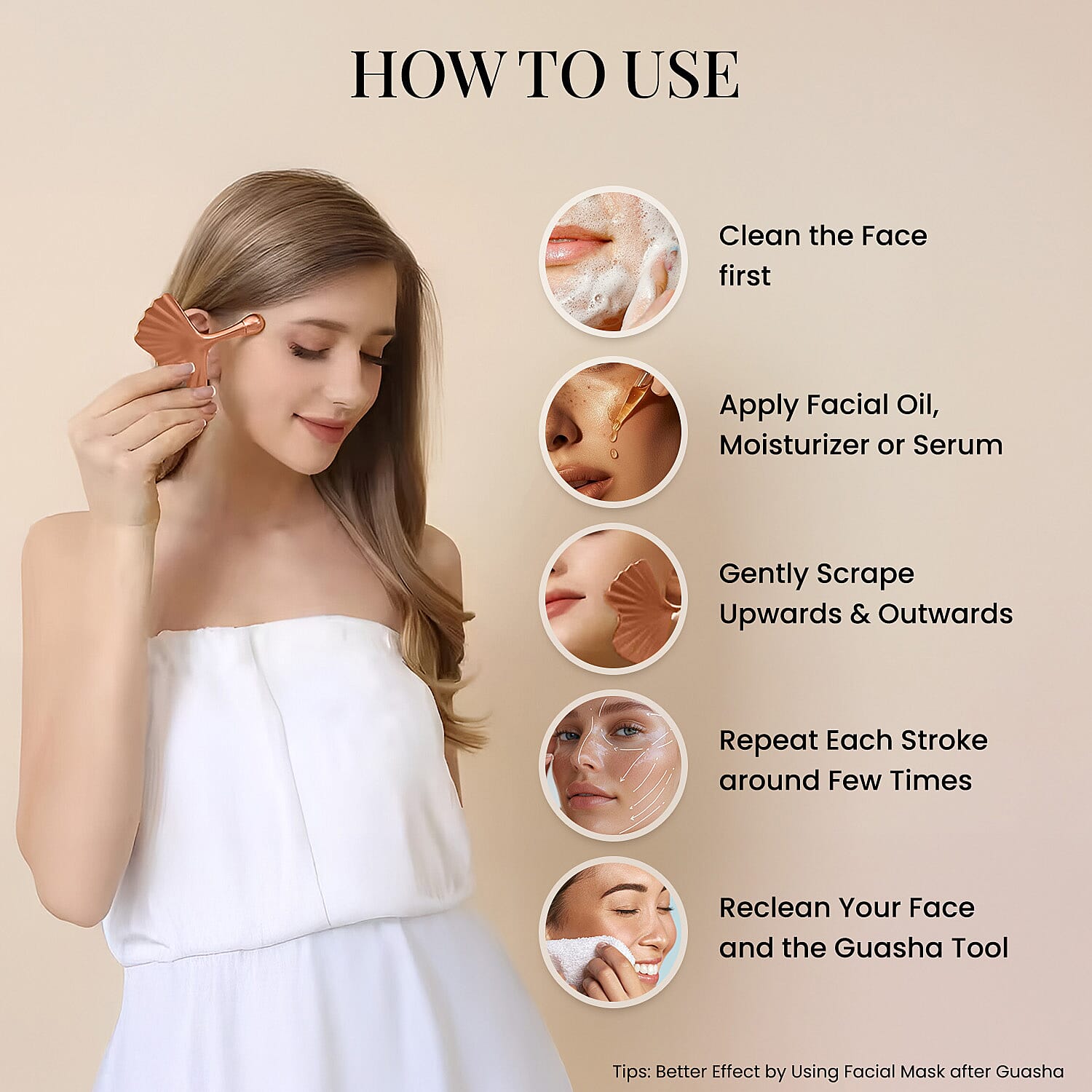 Ginkgo Leaf Guasha - Premium Rose Gold Alloy with White Ceramic Holder