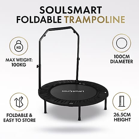 Soulsmart Foldable Trampoline - Max weight 100Kg, 100cm dia x 26.5 HeightBlack