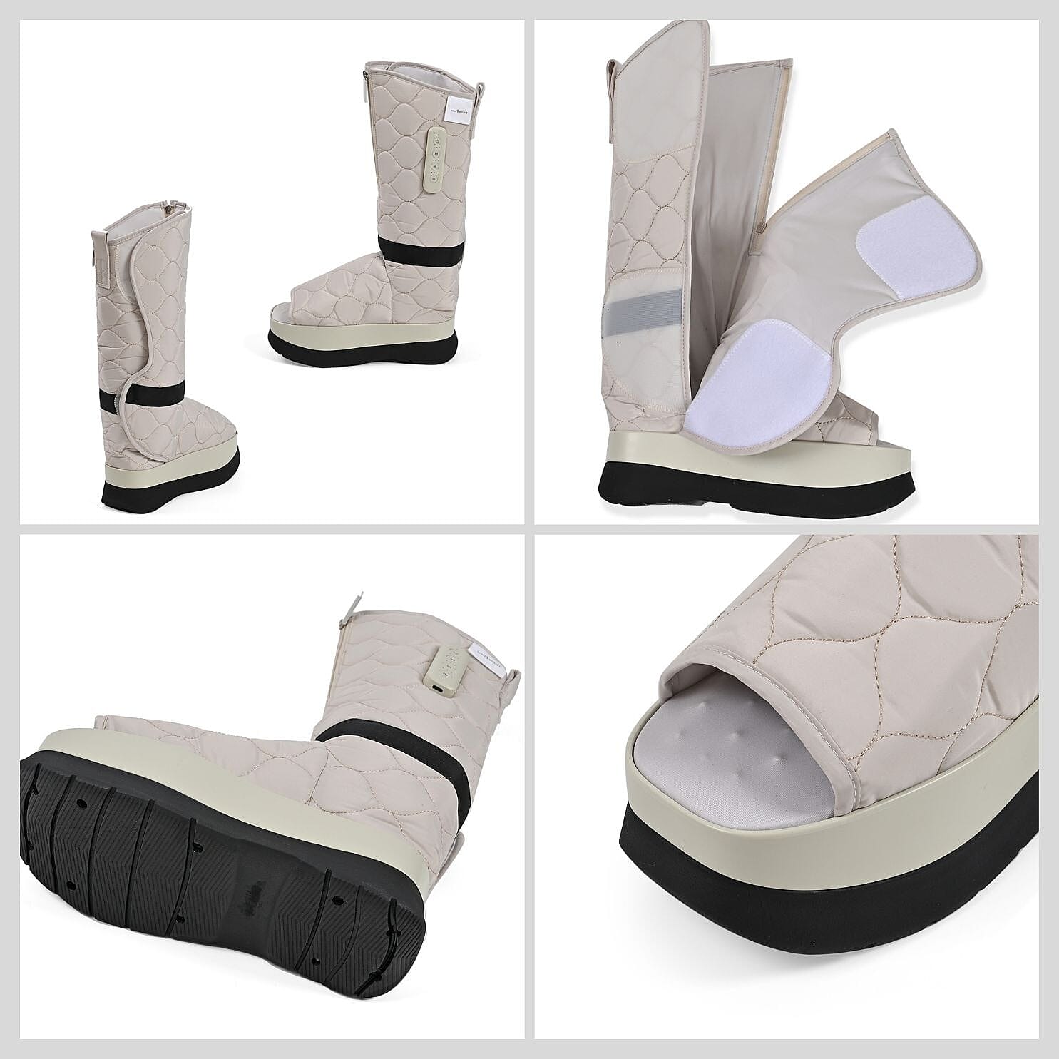 Soulsmart Portable Wireless Leg Massager Boots with Heat - Adjustable Air Pressure - Cream White Soulsmart Portable Wireless Leg Massager Boots with Heat - Adjustable Air Pressure - Cream White