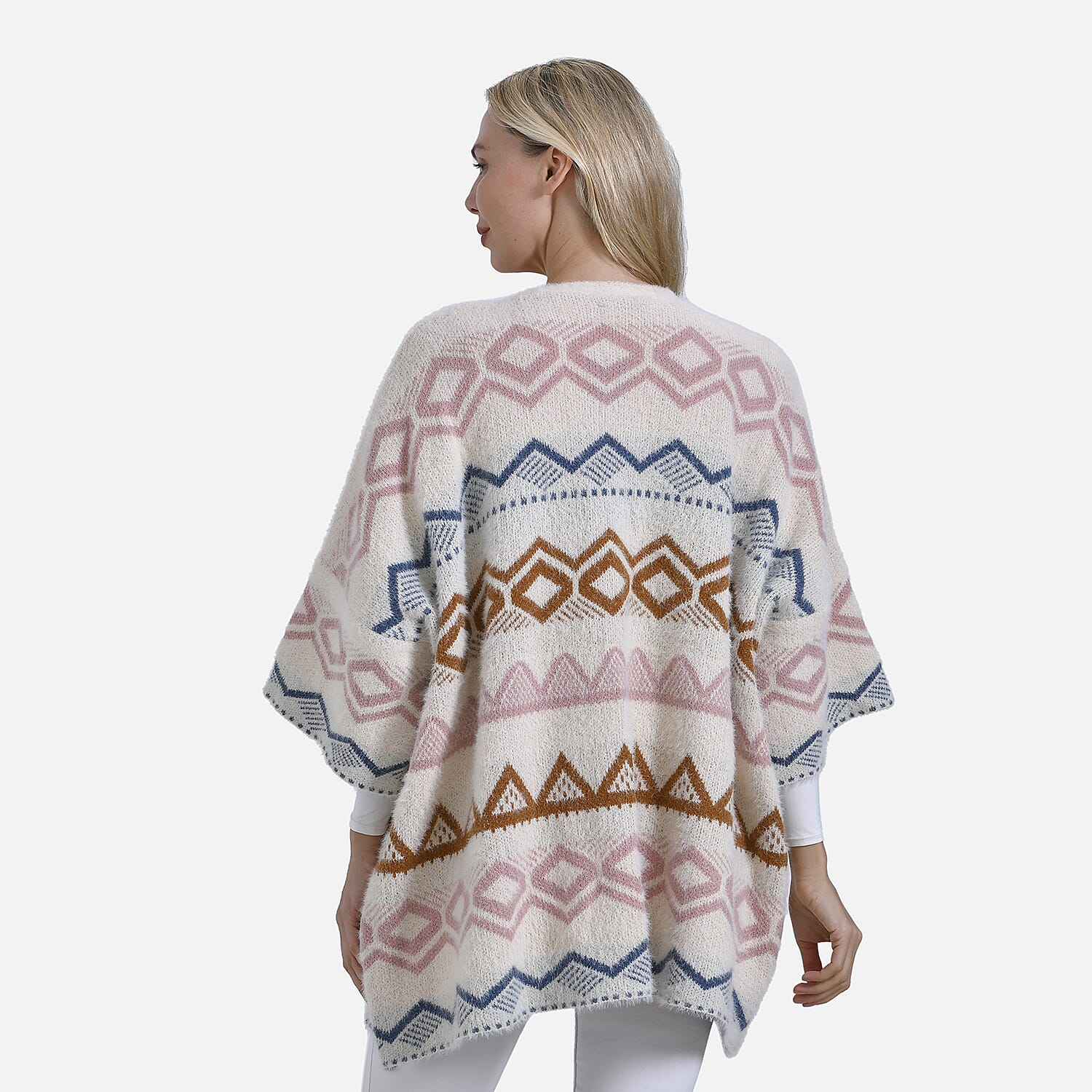 Designer Inspired - La Marey Fuzzy Aztec Pattern Cardigan (OneSize) - Pink