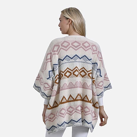 Designer Inspired - La Marey Fuzzy Aztec Pattern Cardigan (OneSize) - Pink