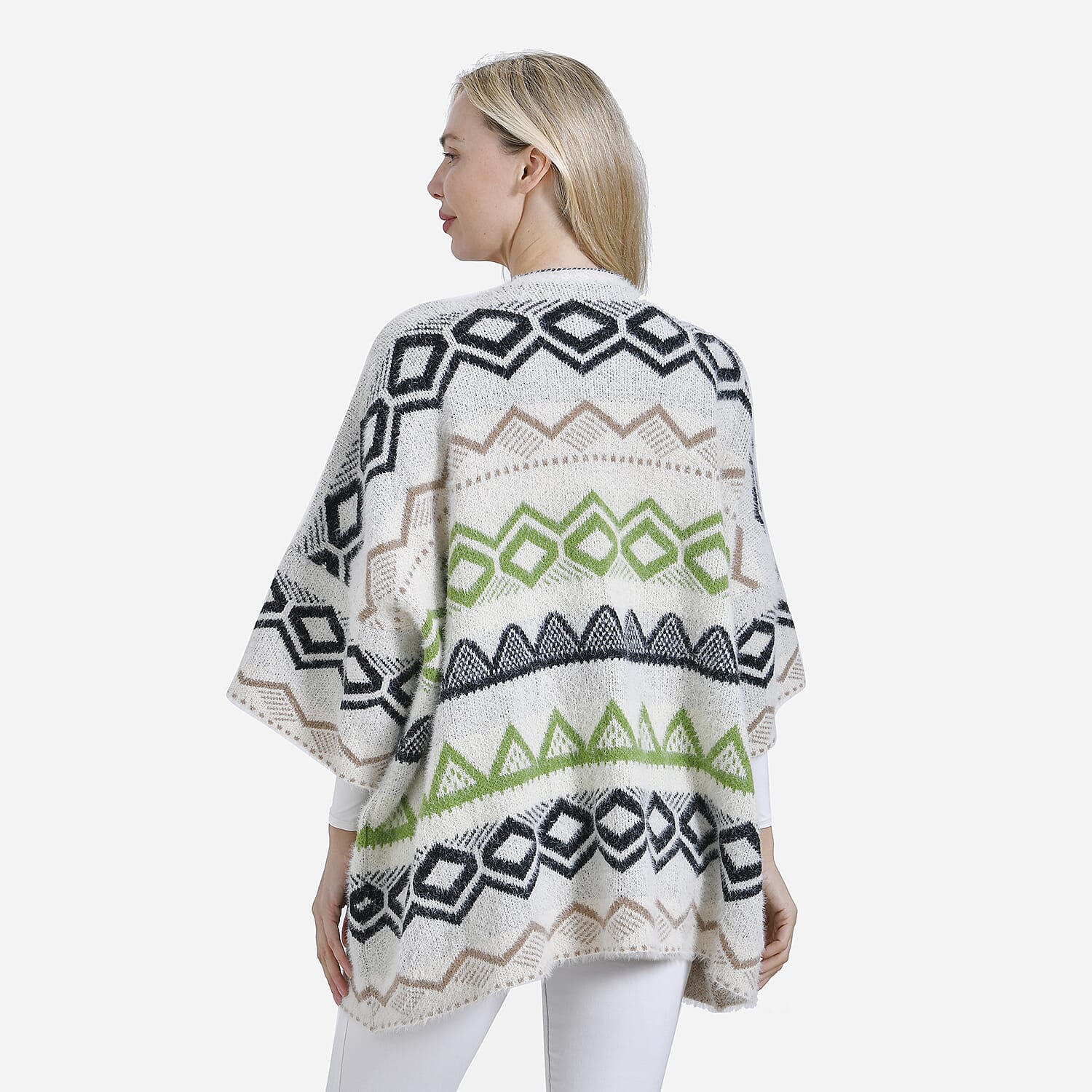 Designer Inspired - La Marey Fuzzy Aztec Pattern Cardigan (OneSize) - Green