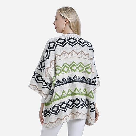 Designer Inspired - La Marey Fuzzy Aztec Pattern Cardigan (OneSize) - Green