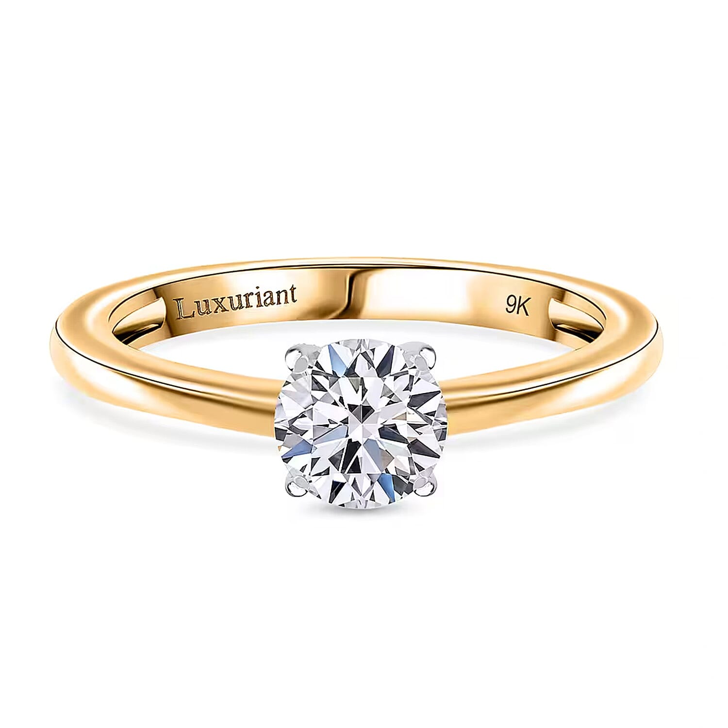 Luxuriant Diamond - 9K Yellow Gold SGL Certified (SI-G-H) Lab Grown Diamond Soliatire Ring 1.00 Ct.