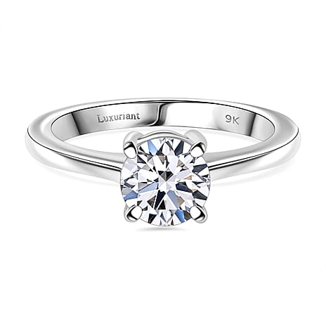 Luxuriant Diamond - 9K White Gold SGL Certified Lab Grown Diamond (SI-G-H) Solitaire Ring 1.00 Ct.
