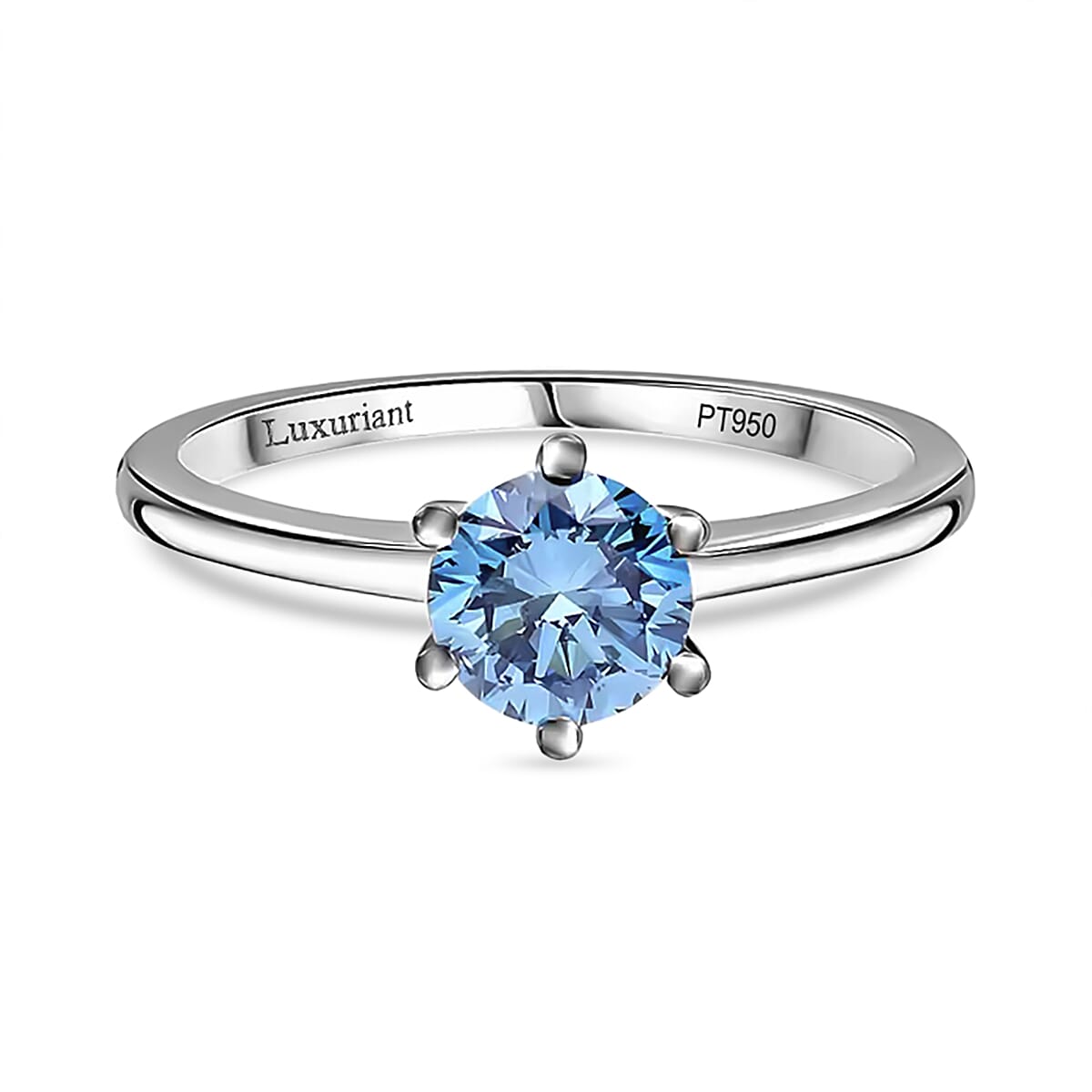 Luxuriant 950 Platinum (VS-SI) Blue Lab Grown Diamond Ring 1.54 Ct.