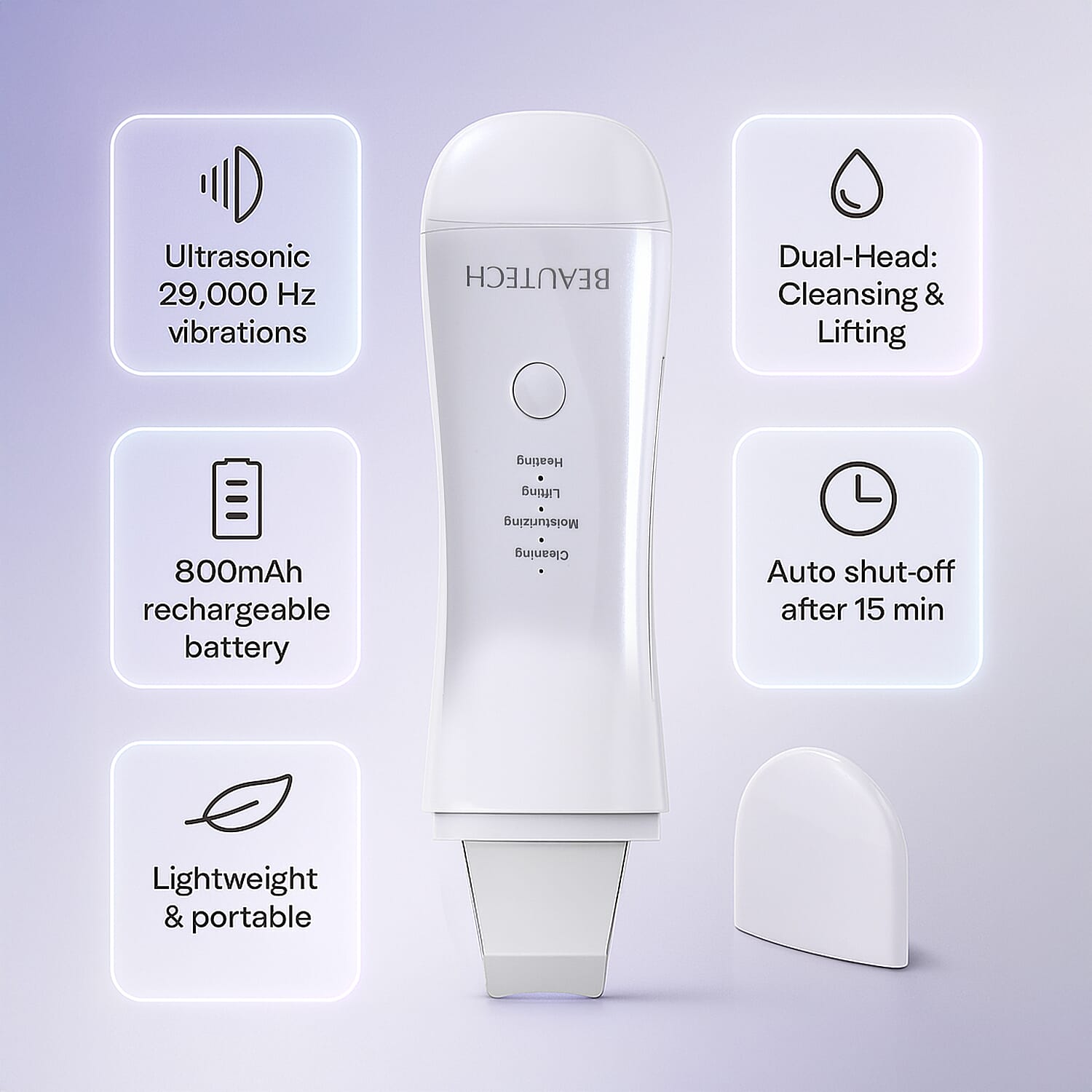 BEAUTECH Dual-Head Rechargeable Ultrasonic Skin Spatula - Portable Blackhead Remover & Beauty Device