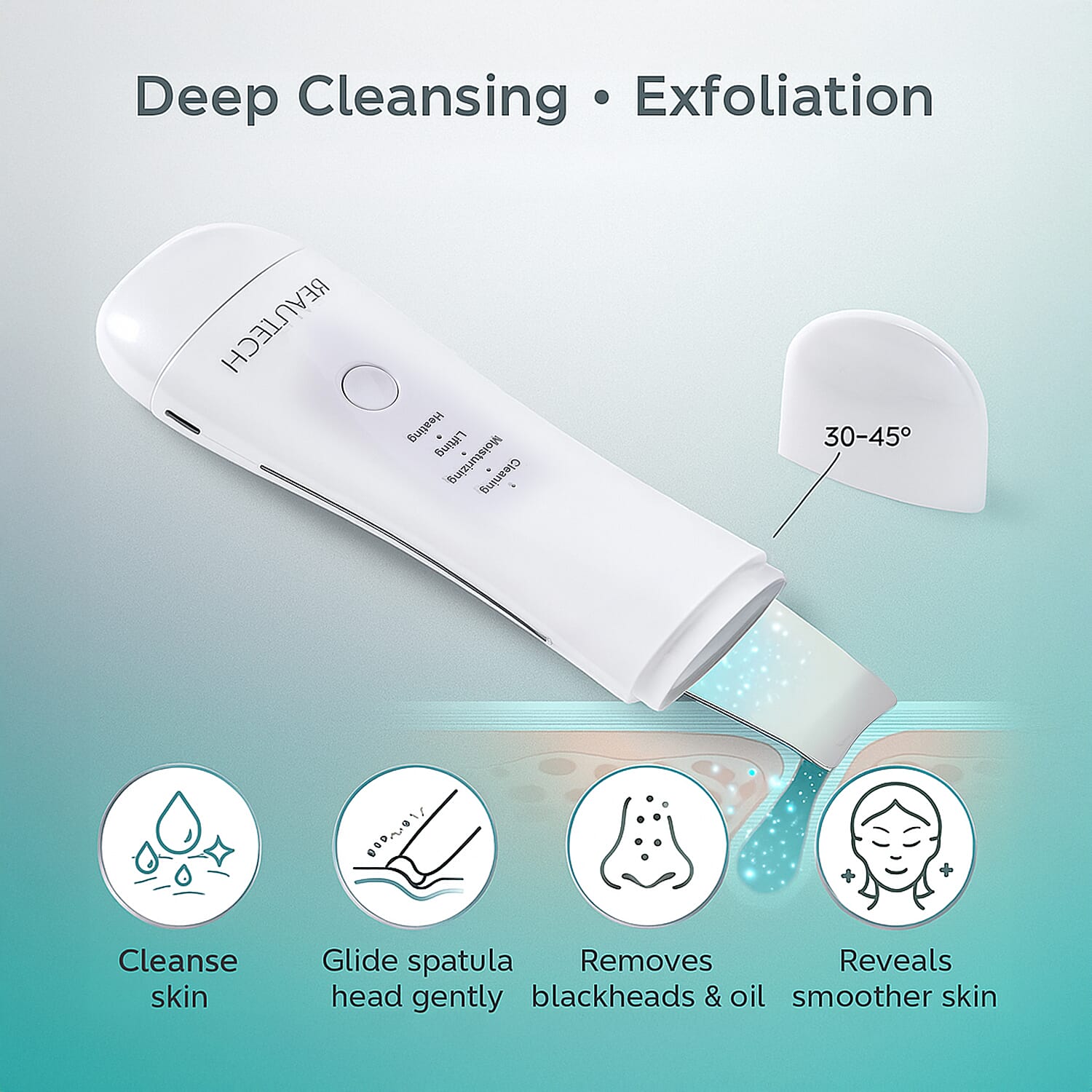 BEAUTECH Dual-Head Rechargeable Ultrasonic Skin Spatula - Portable Blackhead Remover & Beauty Device