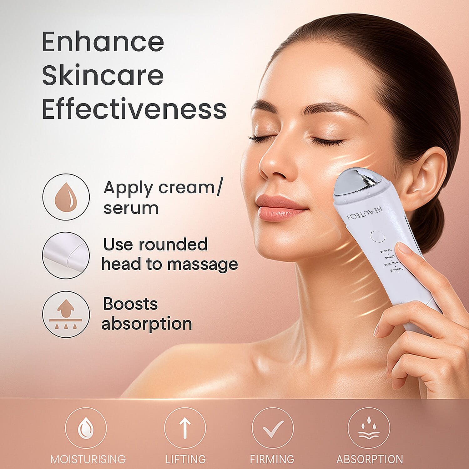 BEAUTECH Dual-Head Rechargeable Ultrasonic Skin Spatula - Portable Blackhead Remover & Beauty Device