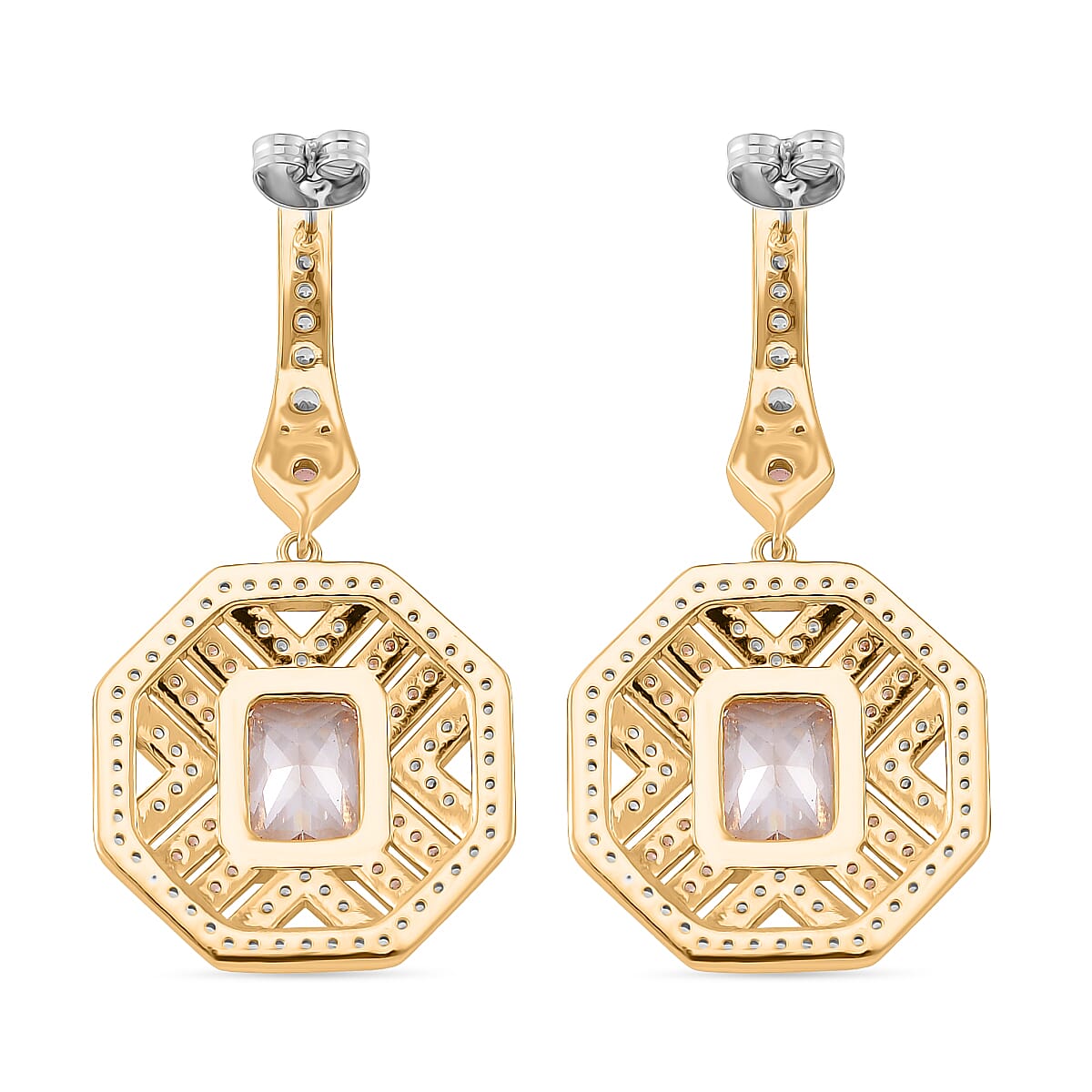 Vintage Boutique Collection - White & Pink Cubic Zirconia Earrings with Push Back