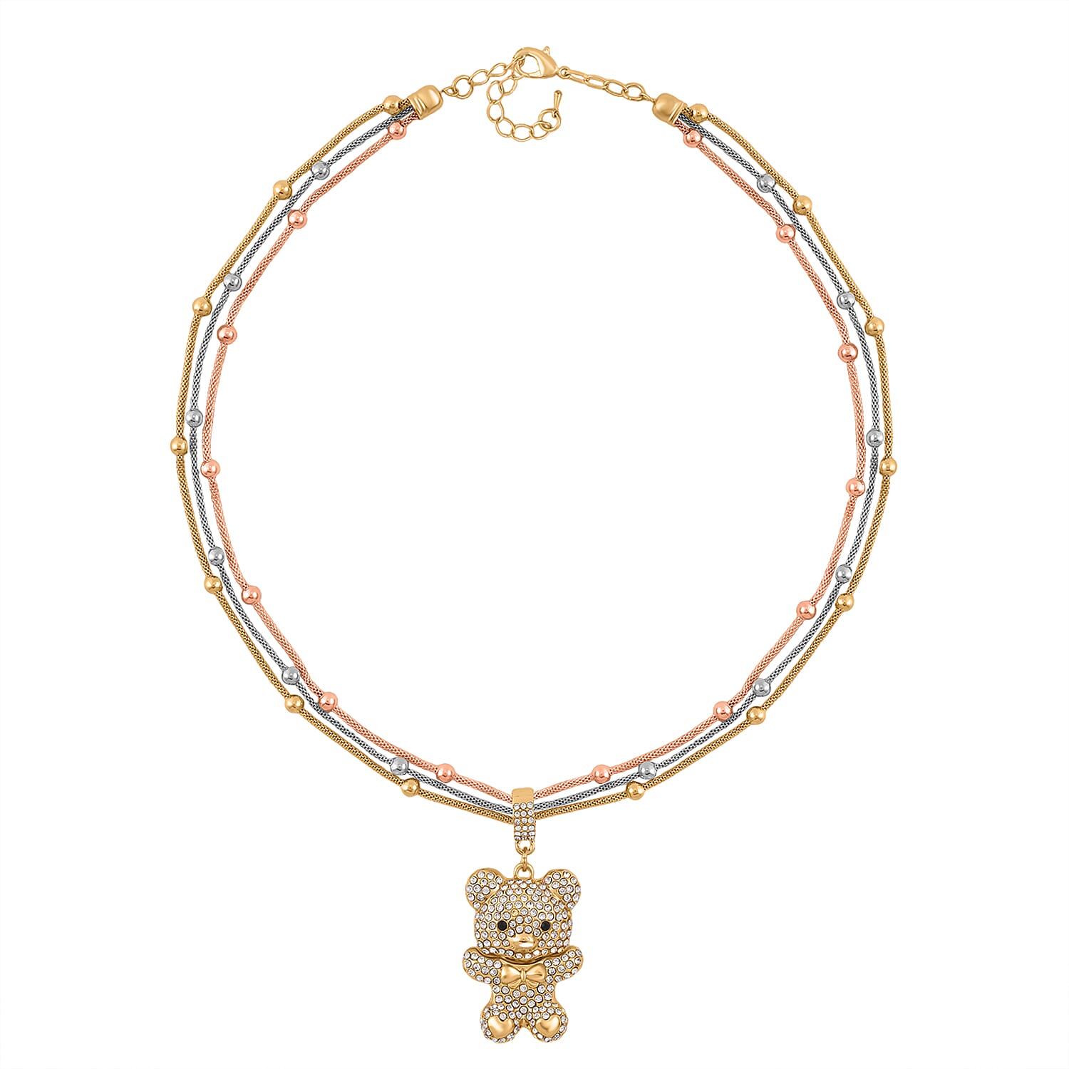 Austrian White Crystal & Austrian Black Crystal Necklace (Size - 22-2 Inch Ext)