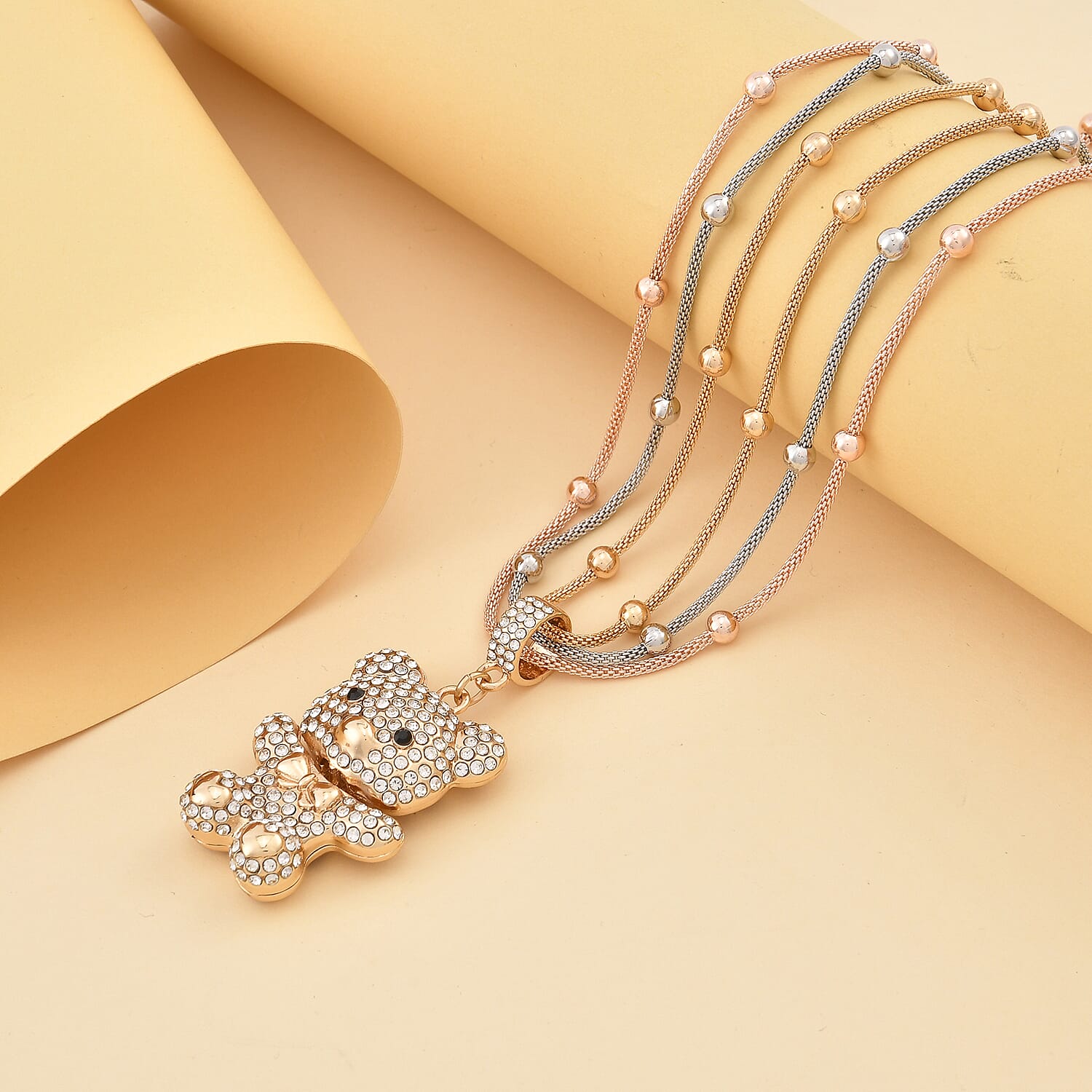 Austrian White Crystal & Austrian Black Crystal Necklace (Size - 22-2 Inch Ext)