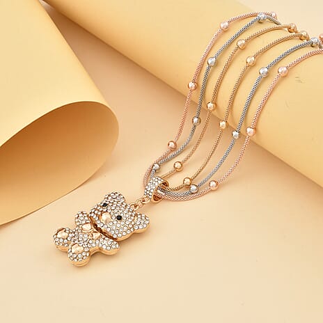 Austrian White Crystal & Austrian Black Crystal Necklace (Size - 22-2 Inch Ext)