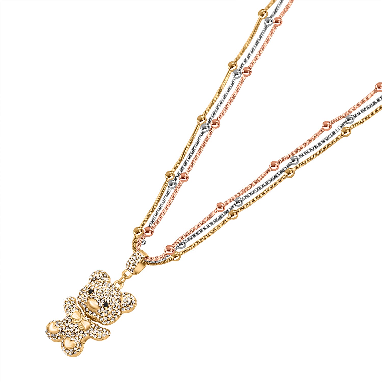 Austrian White Crystal & Austrian Black Crystal Necklace (Size - 22-2 Inch Ext)