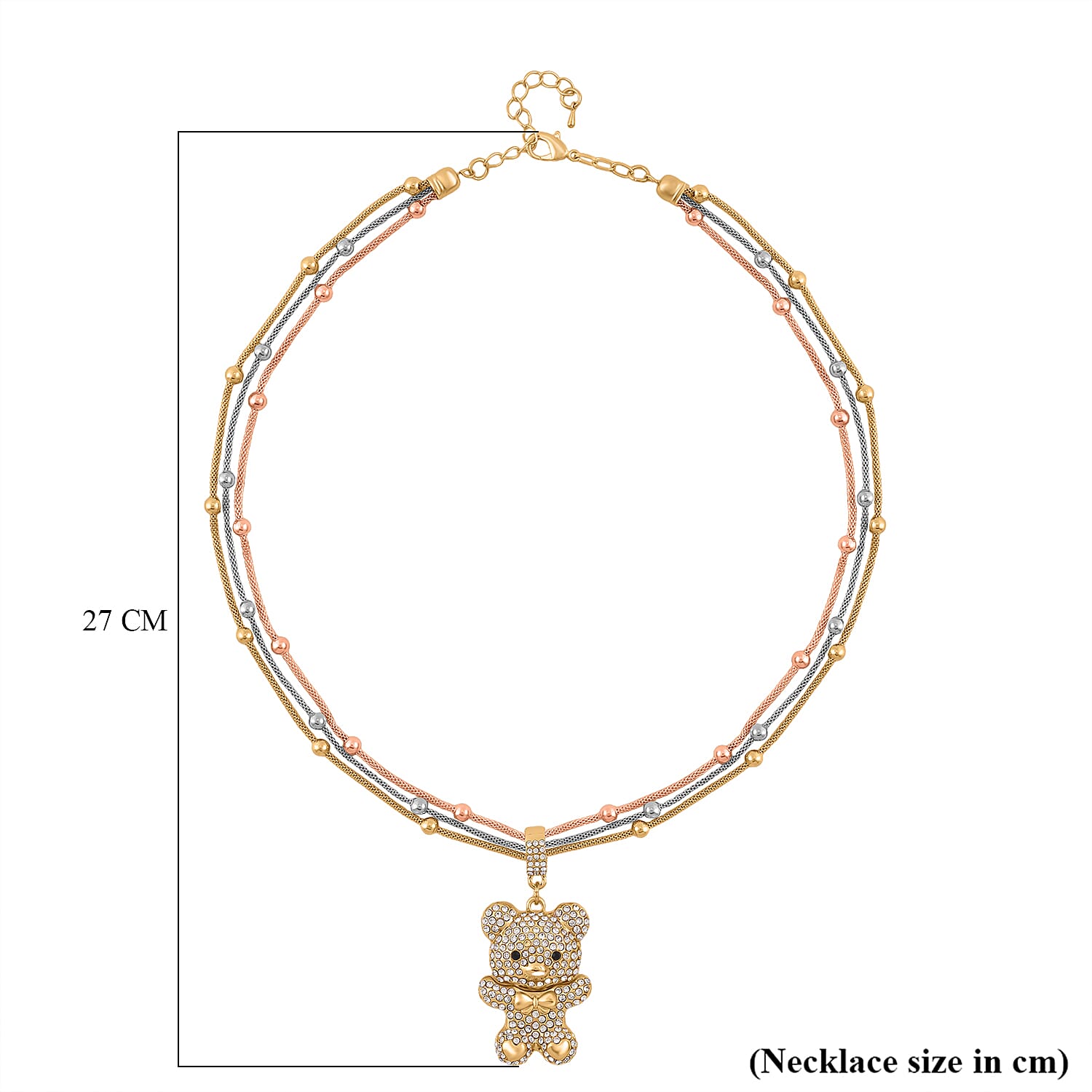 Austrian White Crystal & Austrian Black Crystal Necklace (Size - 22-2 Inch Ext)