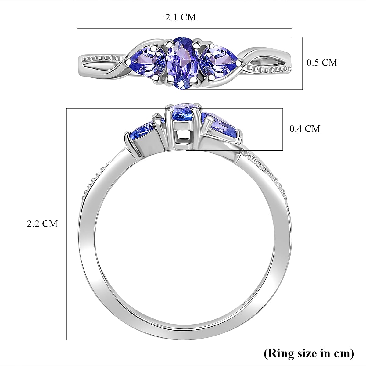 Tanzanite Ring in Rhodium Overlay Sterling Silver 0.57 Ct. Tanzanite Ring in Rhodium Overlay Sterling Silver 0.57 Ct.
