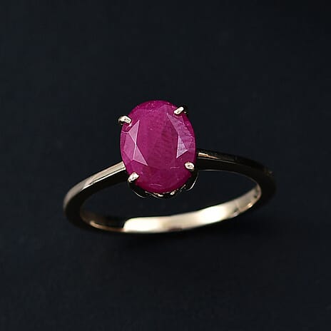 9K Yellow Gold Mozambique Ruby Ring 3.15 Ct.
