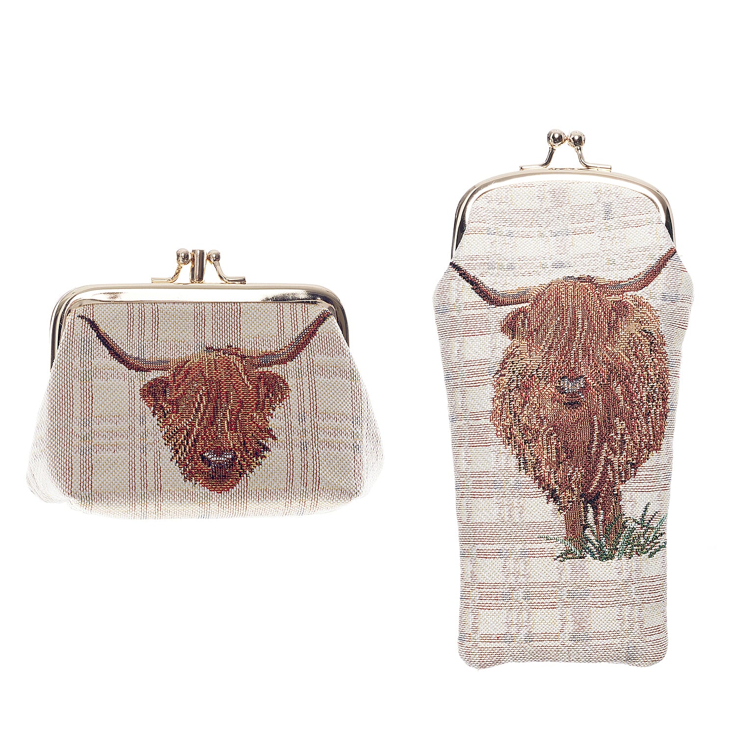 Signare Glass Pouch with Frame Purse - High Land Cow