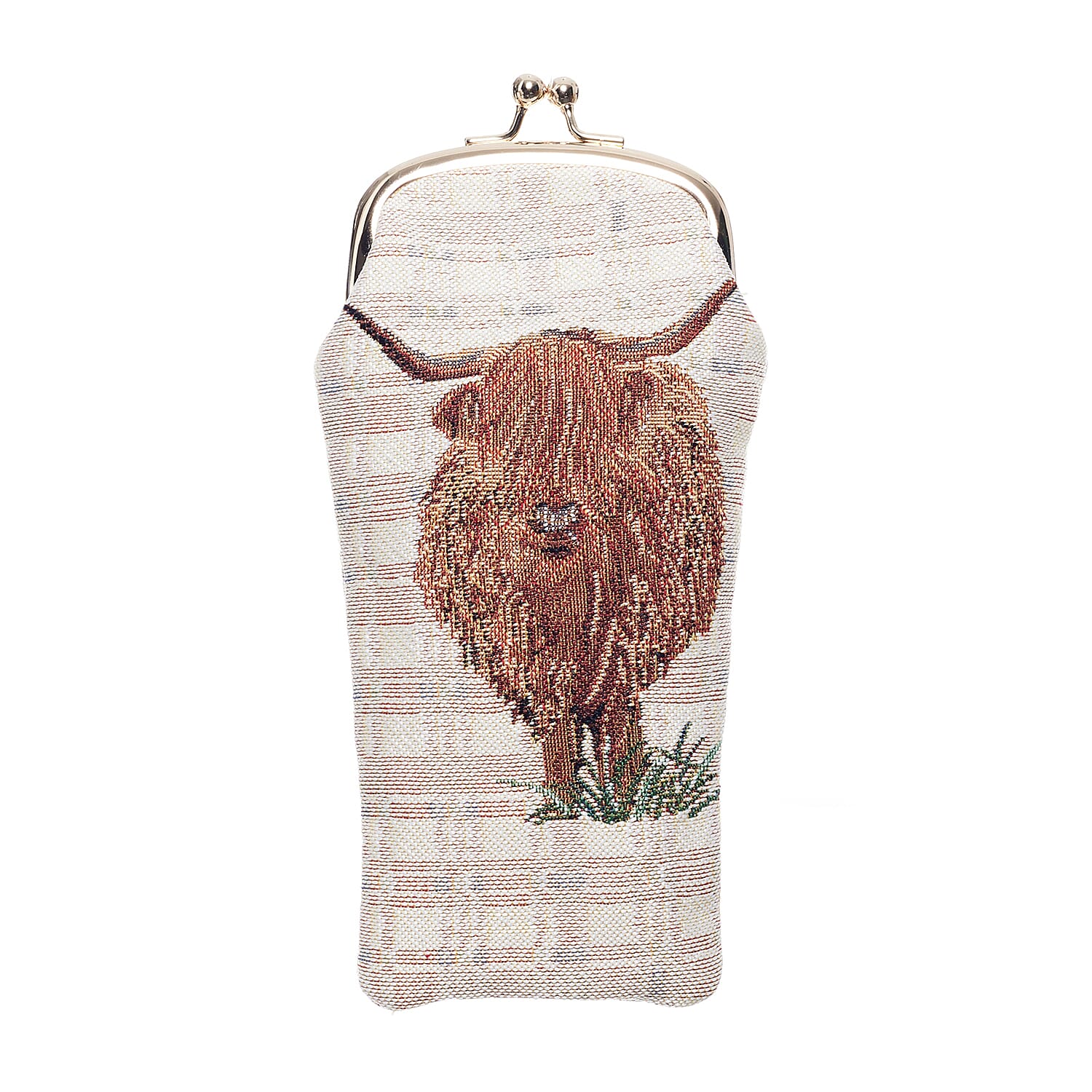 Signare Glass Pouch with Frame Purse - High Land Cow