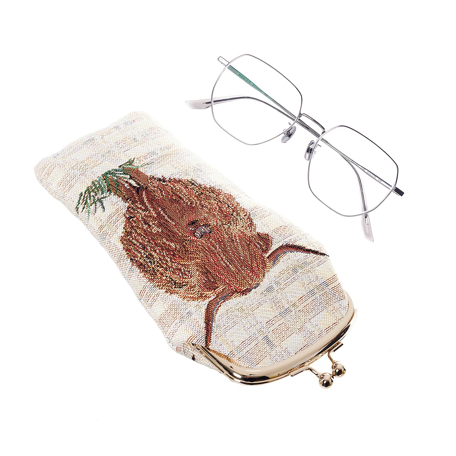 Signare Glass Pouch with Frame Purse - High Land Cow