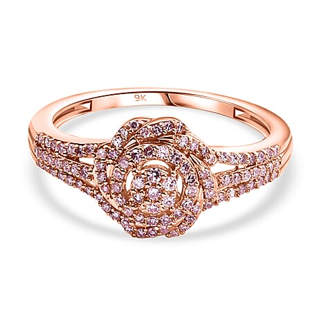 9K Rose Gold SGL Certified Pink Diamond Cluster Ring