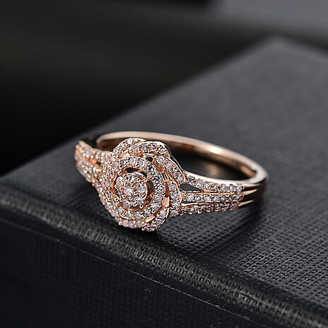9K Rose Gold SGL Certified Pink Diamond Cluster Ring
