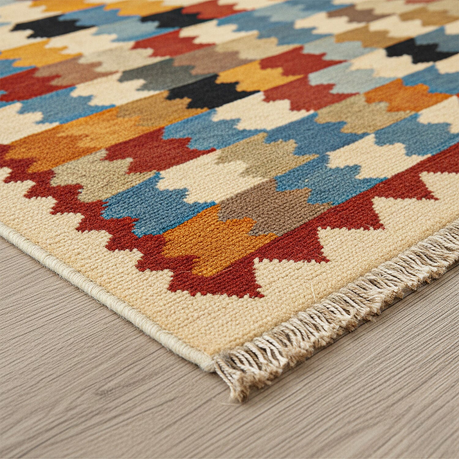 Turkish Kilim Patterned Rug - Size 80x125 cm - Red & Beige