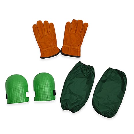 Gardening Protection Tool Trio Set - Leather Gloves, Sleeves, Knee Protector