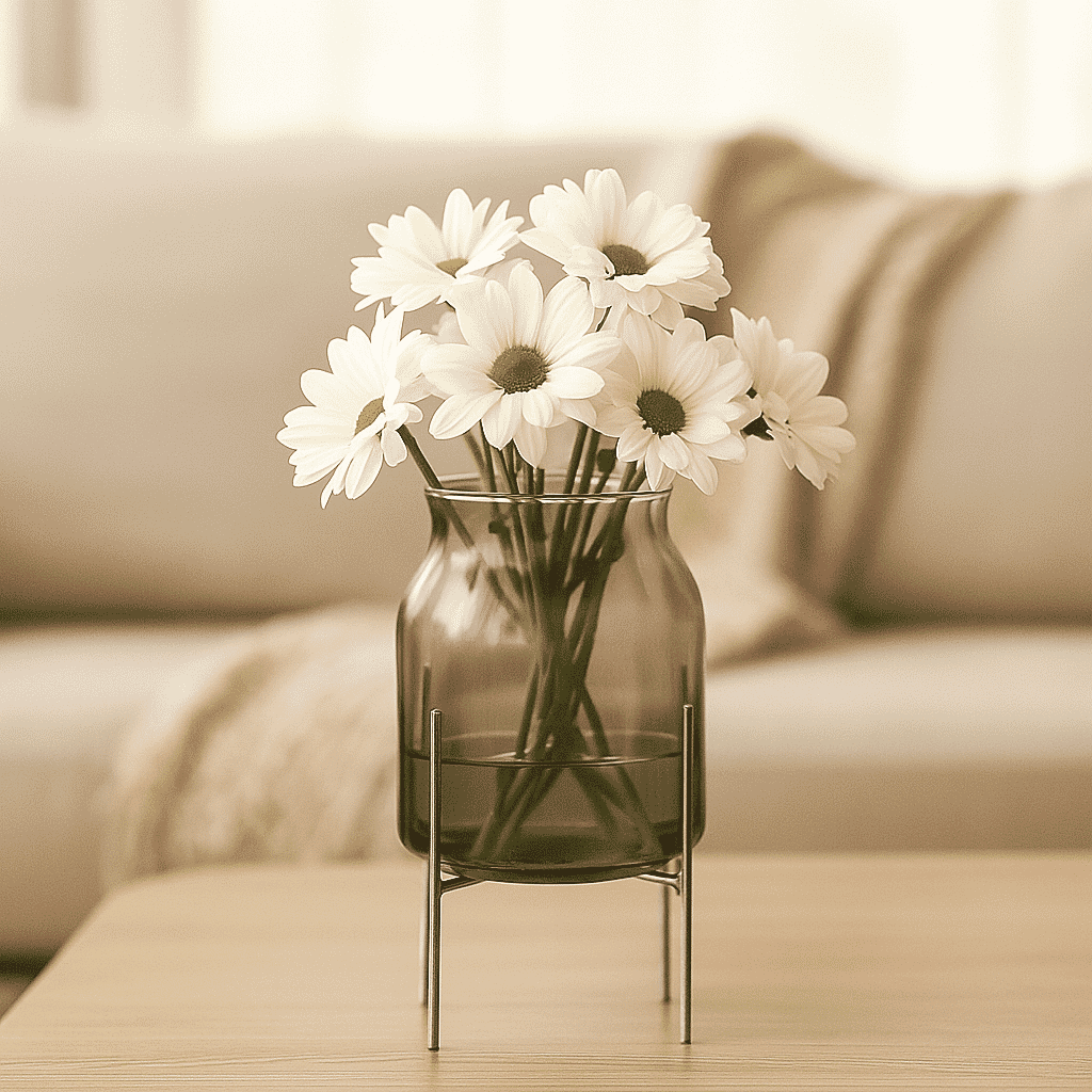 Arti Casa Glass Vase with Metal Stand