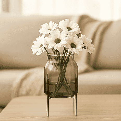 Arti Casa Glass Vase with Metal Stand